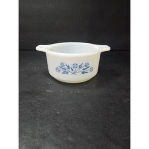 Pyr-O-Rey Ramekin Dish, Vtg Dynaware‎ Casserole, White Blue Periwinkle Bakeware
